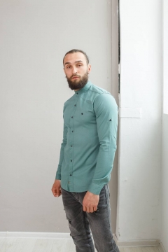 Чоловіча сорочка з довгим рукавом комір стійка Р-936