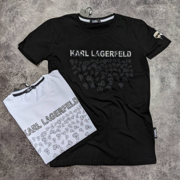 Брендовая мужская футболка Lagerfeld (черная и белая) Ф-851