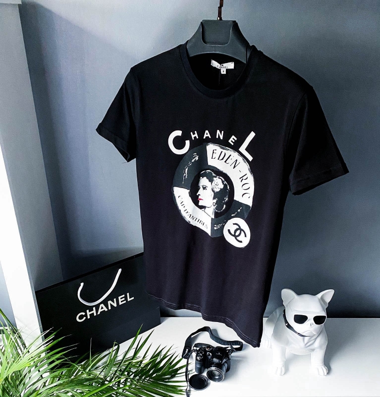 Мужская черная брендовая футболка Chanel Ф-881