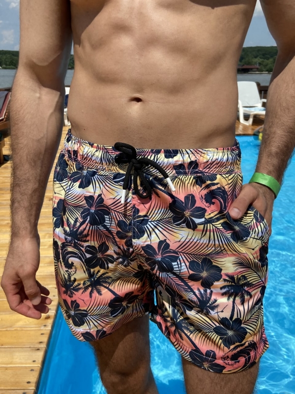 Модные мужские плавательные летние шорты с цветами С-313