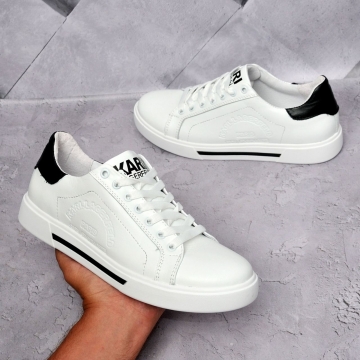 Белые мужские кожаные кеды Karl Lagerfeld Т-412