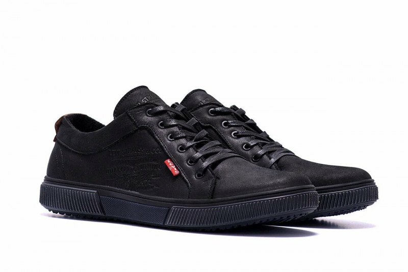 Черные мужские кожаные кеды Levis Т-417
