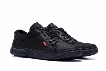 Черные мужские кожаные кеды Levis Т-417