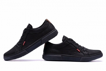 Черные мужские кожаные кеды Levis Т-417