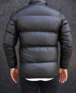 Зимняя мужская кожаная короткая куртка К-559