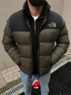 Мужской пуховик The north face цвета хаки К-591
