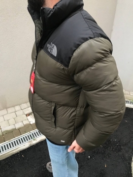 Мужской пуховик The north face цвета хаки К-591