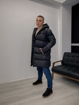 Черный длинный мужской пуховик TNF К-618