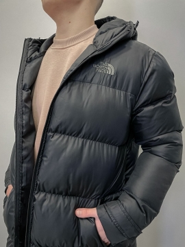 Черный длинный мужской пуховик TNF К-618