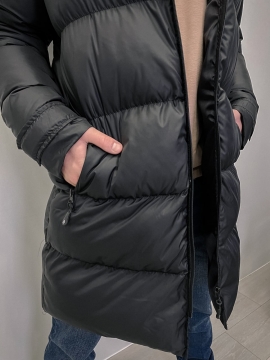 Черный длинный мужской пуховик TNF К-618