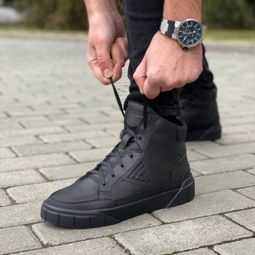 Высокие мужские кожаные ботинки Guess на меху Т-570
