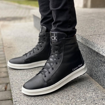 Високі шкіряні черевики Calvin з білою підошвою Т-575