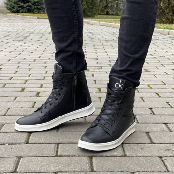 Високі шкіряні черевики Calvin з білою підошвою Т-575