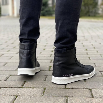 Високі шкіряні черевики Calvin з білою підошвою Т-575