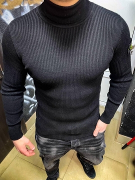Черный мужской свитер под горло Stone Island Т-631