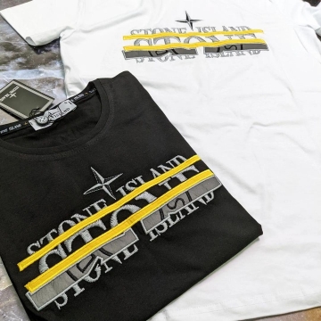Мужская футболка Stone Island (черная и белая) Ф-939