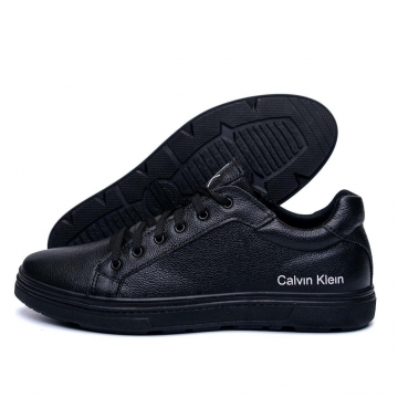 Мужские черные кожаные кроссовки Calvin Т-581