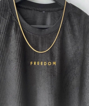 Черная мужская вельветовая футболка freedom Ф-959
