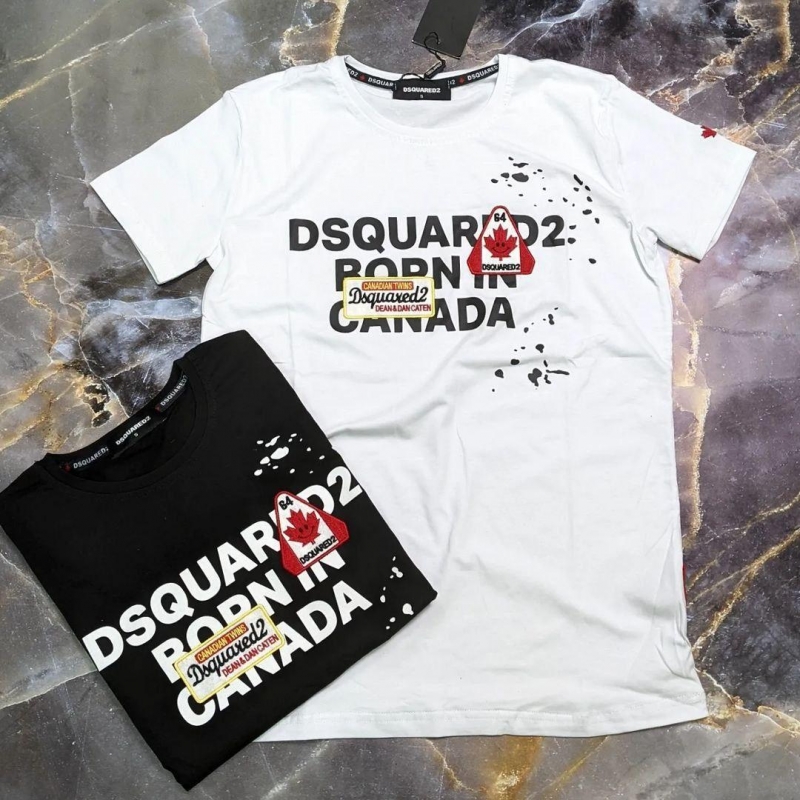 Брендовая мужская футболка dsquared (черная и белая) Ф-961