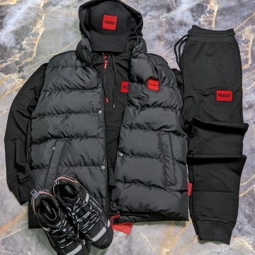 Брендовый спортивный костюм Boss с капюшоном К-458