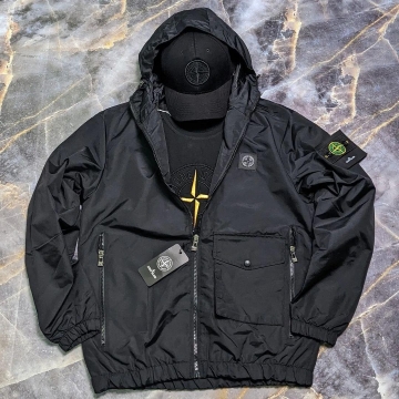 Черная мужская ветровка Stone Island К-702