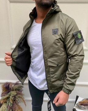 Мужская ветровка Stone Island хаки К-703