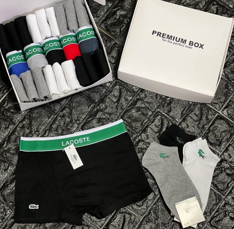 Мужской набор Lacoste (труси 5 штук + носки 18 штук) Т-30