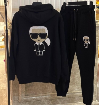 Черный мужской брендовый костюм на молнии Lagerfeld К-462