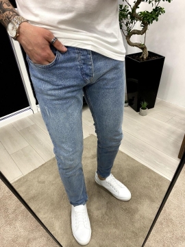 Стильные подзауженные мужские светло синие джинсы D-632