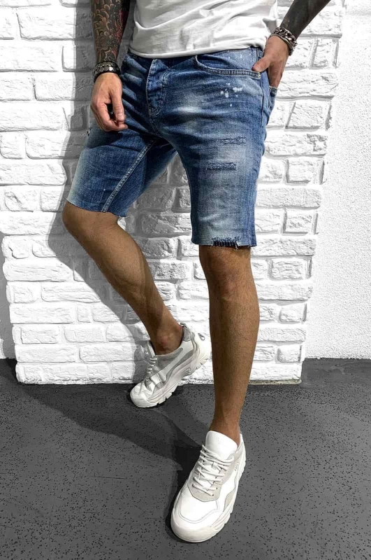 Модные мужские синие джинсовые шорты С-361
