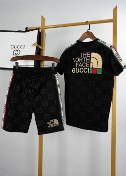 Чорний брендовий чоловічий літній костюм Gucci К-504
