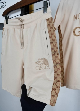Брендовый бежевый мужской летний костюм Gucci К-512