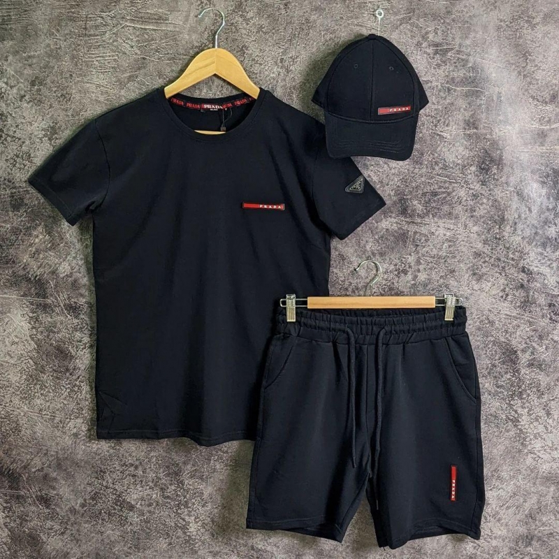 Летний мужской черный брендовый костюм Prada К-513
