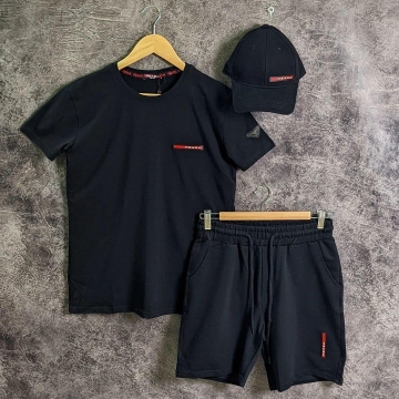 Летний мужской черный брендовый костюм Prada К-513