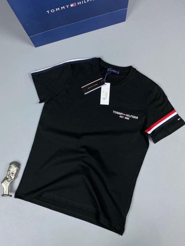 Черная люксовая мужская футболка Hilfiger Ф-1064
