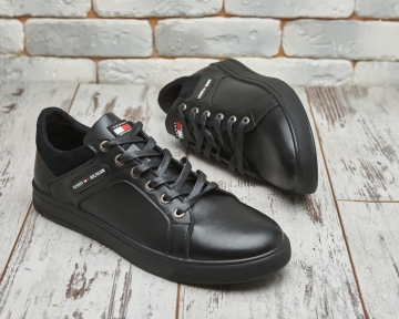 Стильные мужские кожаные кеды Tommy Т-640