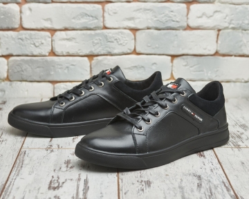Стильные мужские кожаные кеды Tommy Т-640