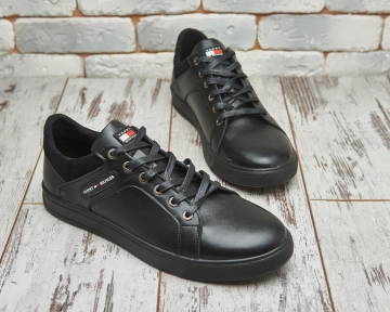 Стильные мужские кожаные кеды Tommy Т-640