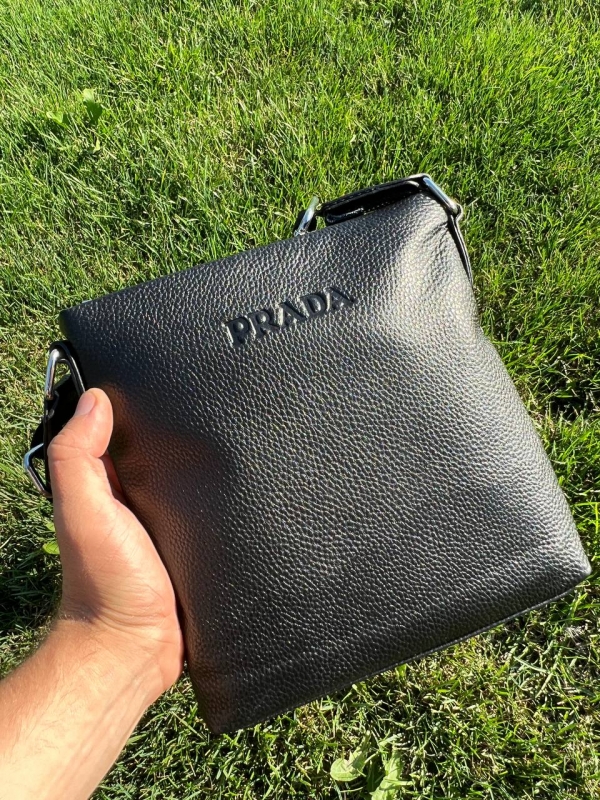 Кожаная мужская сумка Prada S-78