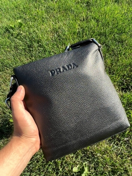 Кожаная мужская сумка Prada S-78