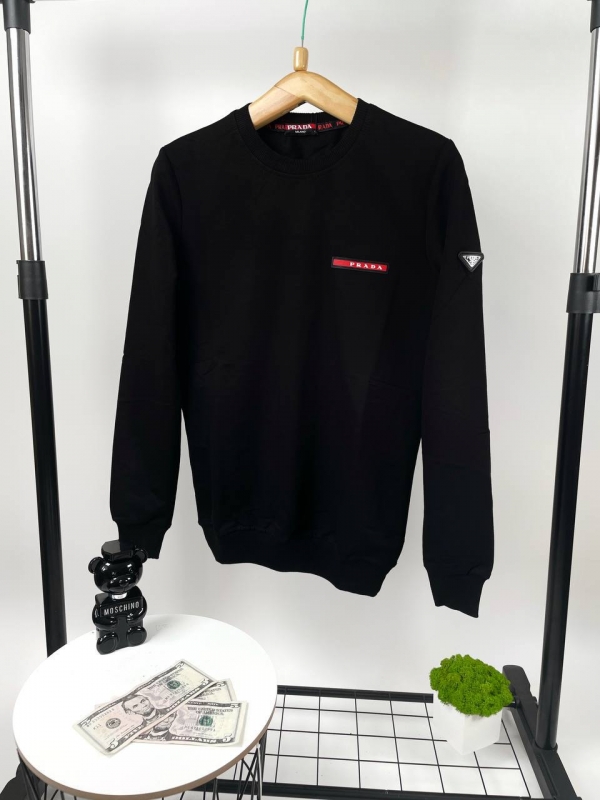 Брендовий чоловічий світшот Prada (чорний та білий) Т-696