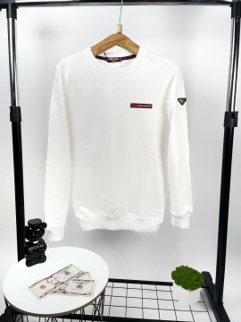 Брендовий чоловічий світшот Prada (чорний та білий) Т-696