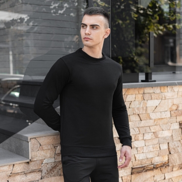 Чорний стильний осінній світшот Pobedov Т-703