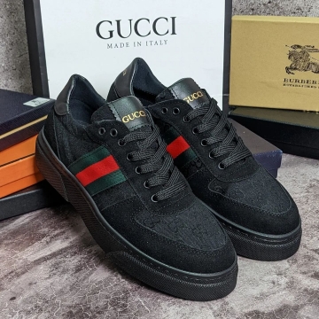 Брендові чоловічі чорні кросівки Gucci Т-674