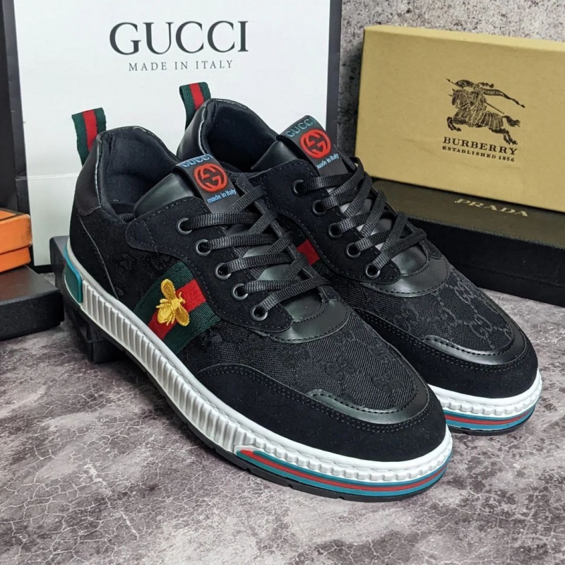 Модные брендовые мужские черные кроссовки Gucci Т-675