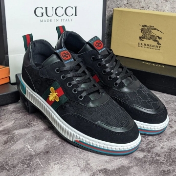 Модные брендовые мужские черные кроссовки Gucci Т-675