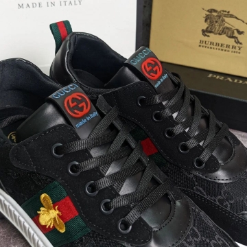 Модные брендовые мужские черные кроссовки Gucci Т-675