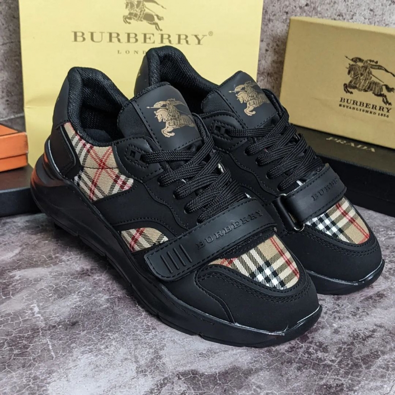 Брендовые черные мужские кроссовки Burberry Т-676