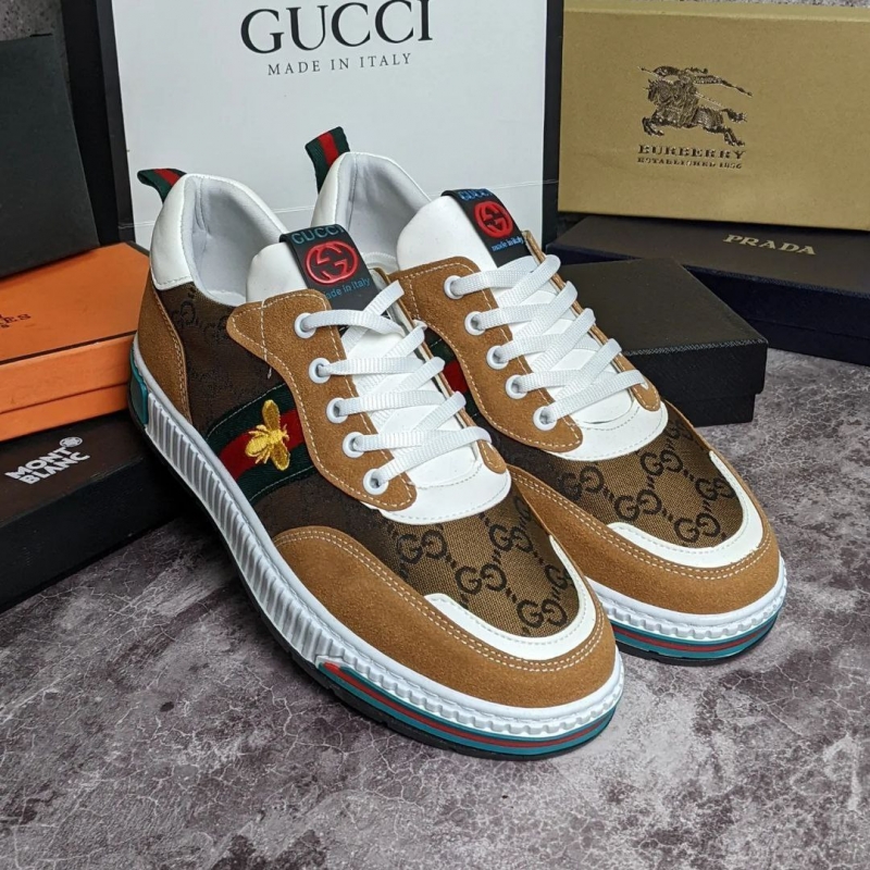 Замшеві коричневі брендові чоловічі кросівки Gucci Т-677