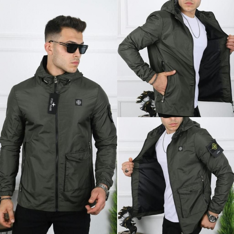 Брендовая мужская ветровка Stone island хаки К-796